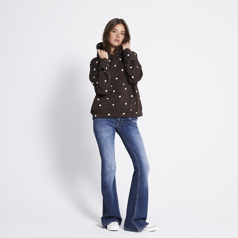 Dot heavy hoodie "Hilma Dot" Brown
